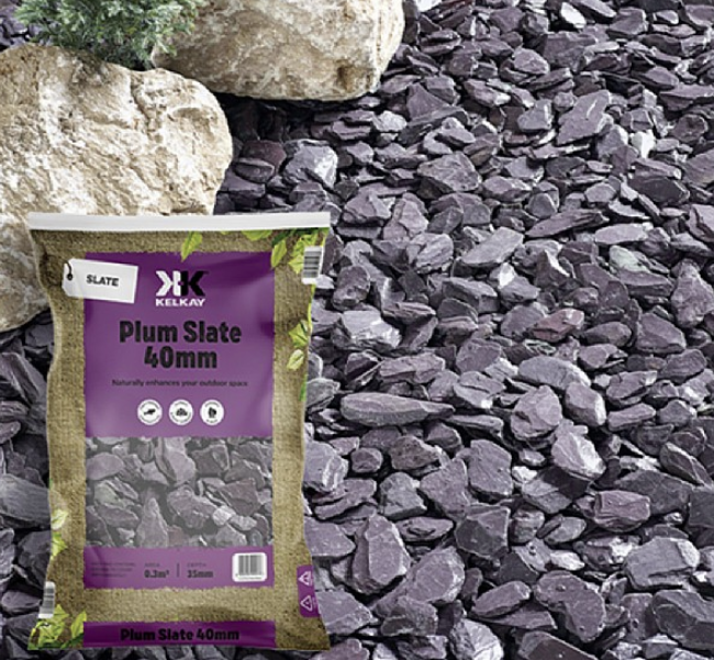 25KG Plum Slate Chippings 40mm