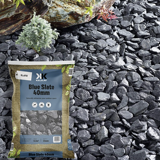 25KG Blue Slate Chippings 40mm 25kg bag